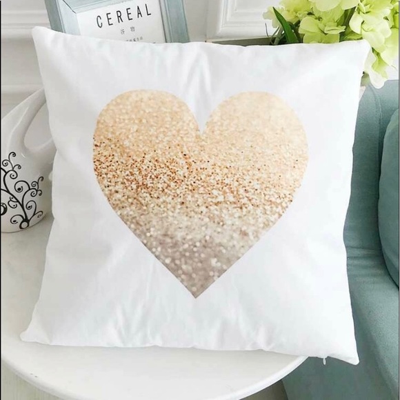 SOLD Gold Sparkle Heart Pillow Case - Picture 2 of 2
